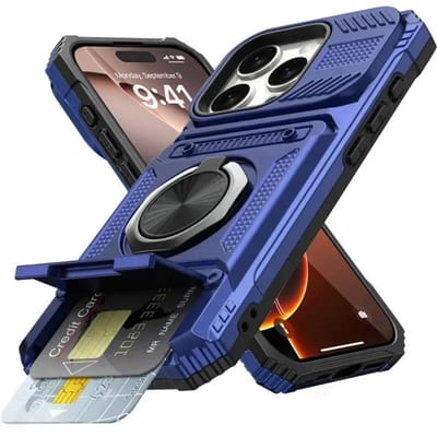 Hoesje Voor iPhone 17 16 15 14 13 Pro Max Plus 17 Air Magnetische Roterende Ring Standaard Heavy Duty Valbescherming Portemonnee Armor Cover For iphone 14
