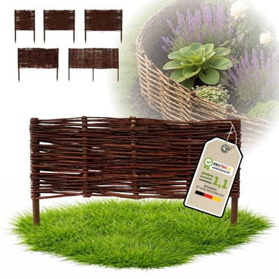 Floranica Tuinafscheiding van wilg - 1 stuk - Hoogte: 30 cm Lengte: 60 cm - Wilgenvlechtwerk, tuinhek, randafwerking voor bloembedden, hout, gazonrand