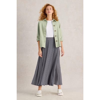 White Stuff Jada Jersey Maxi Skirt Navy Print Maat: 20 REGULAR | Maxi Rokken Outlet | Dames | Blauw