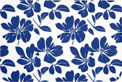 Badmat 90x60 cm - Antislip - Floraal - Modern - Blauw - Badmatten voor badkamer - Badkamermat - Douchemat - Badkamer mat