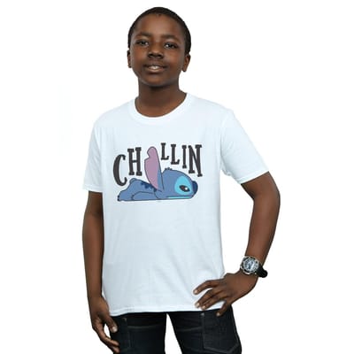 Disney Jongens Lilo en Stitch Chillin T-shirt (Wit)