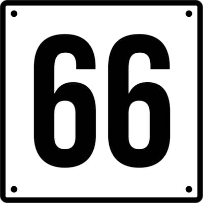 Huisnummerbord 66 - Incl. Schroeven en Pluggen – Acrylaat - 10 x 10 cm - Wit met Zwart
