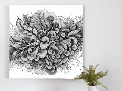 Line art mos schilderij | Verfijnde symbiose van lijnen en natuur in kunstzinnig werk | Kunst - 100x100 centimeter op Forex | Foto op Forex
