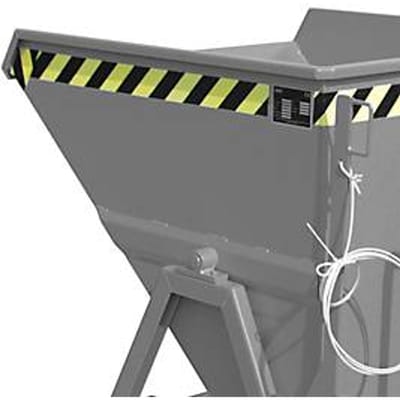 Spaanderkieperbak Bauer SKS 400, staal, grijs, B 1220 x D 1050 x H 1115 mm, 400 l, tot 1000 kg, rollen, aftapkraan, handmatige kiepinrichting