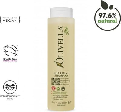 Olivella Vegan Shampoo – 250ml – Zonder Parfum, Siliconen of Microplastics – Voor Gevoelige Hoofdhuid – Met Zuivere Olijfolie - in Italië( 2 Stuks )