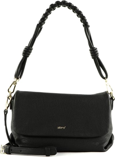 abro Leren Schoudertas Leather Dalia Crossbody Bag Poppy Black / Gold Zwart