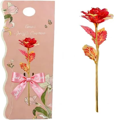 Galaxy Roos - Eeuwig Cadeau - Liefde Tonen - Gouden Afwerking - 23cm Hoog - Rood
