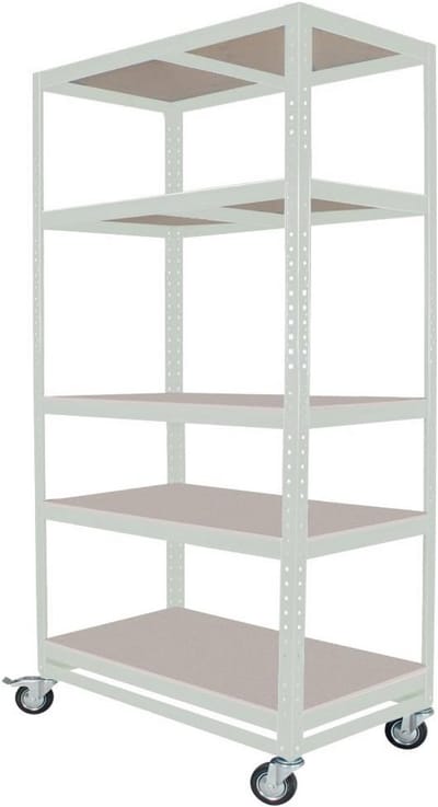 Stapelwagen met 5 niveaus voor magazijn en transport - Lichtgrijs, 1905x900x500 mm
