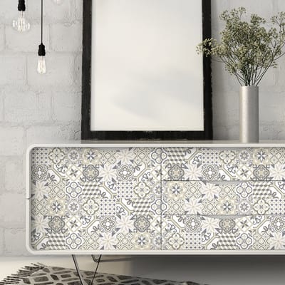 Decoratieve meubelstickers - 60 authentieke Lorenzina cementtegel meubelstickers - 60 stickers 15x15cm