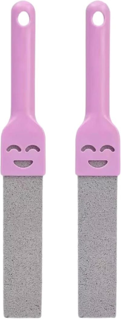 Puimsteen WC Set - WC Borstel Poetssteen - Toilet Schoonmaken - Inclusief Handvat - 26.5 cm Lengte - Roze