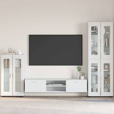 vidaXL - Dressoir - FLORIN - 55,5 - x - 29 - x - 100 - cm - Hoogglans - wit - Bewerkt - hout