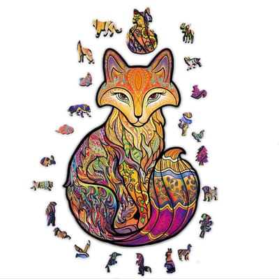 ACROPAQ Houten puzzel vos – 200 stukjes – A3 formaat (420 x 297 mm) – Houten legpuzzel dieren voor kinderen en volwassenen