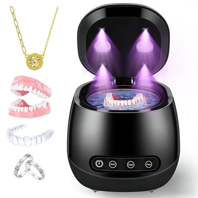 Ultrasoon Reiniger - 45kHz Ultrasoon Gebitsreiniger met 3 Modi - voor Tandenborstel, Sieraden, Ringen & Meer - Zwart - 1 Stuk