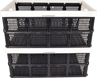 Set van 2 Opvouwbare Vouwkratten 32 Liter - Multifunctionele Opbergbox voor Thuis en Onderweg - Handige Kampeer- en Huishoudaccessoires - 48x35x24 cm