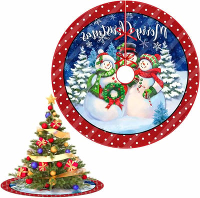 Ronde Kerstboomstandaard met Rode Kerstboomrok van 76 cm, Polyester Onderrok en Decoraties voor de Onderkant van de Kerstboom