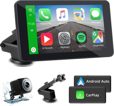 Carplay Car Geschikt voor draadloos Carplay en Android Auto, 7 inch draagbaar Carplay-scherm, Drive Buddy Carplay met achteruitrijcamera, Bluetooth, Mirrorlink, spraakassistent, GPS, FM, AUX