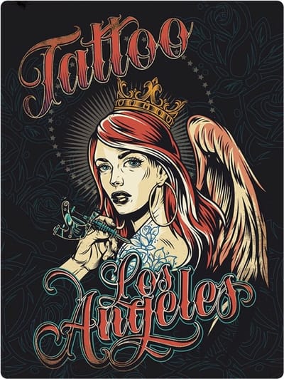 Signs USA - retro wandbord - dibond - Tattoo Los Angeles - 33 x 44 cm