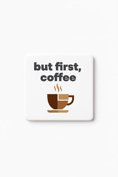 But First Coffee Keramische Tegel – Minimalistisch Koffiekopje Quote Design – Grappige Decoratieve Wandtegel Cadeau