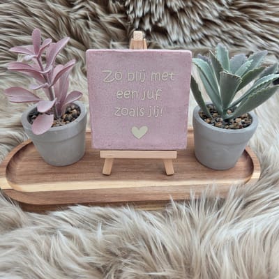 Robuust Wenstegeltje – Zo Blij met een Juf Zoals Jij – 10 X 10cm – Juffen bedankje – Einde schooljaar – Afscheid juf – Juf Cadeau – Trendy – Afscheid – Bedankje – Zomaar – Verjaardag