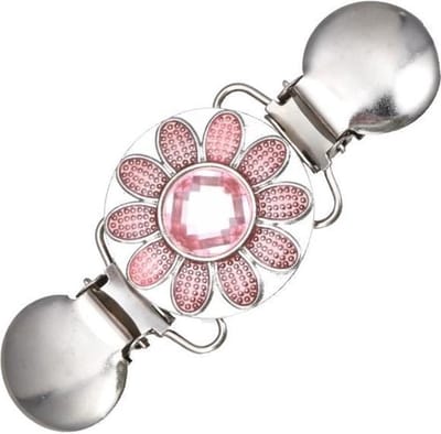 Fako Bijoux® - Vestsluiting - Vestclip - Sjaalspeld - Vestklem - Bloem - Kristal - Roze - Zilverkleurig