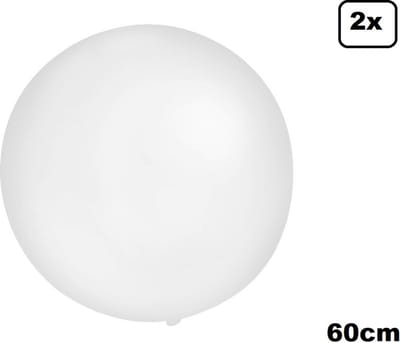 2x Mega Ballon 60 cm wit - Super Ballon carnaval festival feest party verjaardag landen helium lucht thema