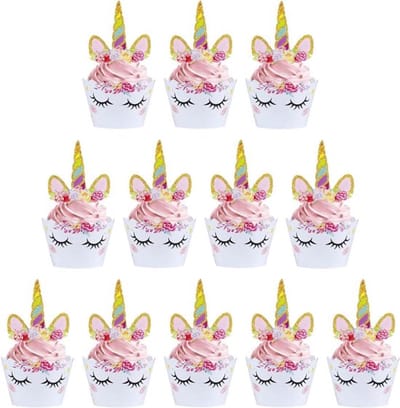 Solidchoice - Eenhoorn Cupcake Decoratie Set van 12 Stuks