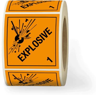 Simbol® - Gevaarsetiketten Klasse 1.0 - Stickers IMO 1.0 - Explosive - Explosieve stoffen - Per rol á 210 stuks 10 x 10 cm - Formaat