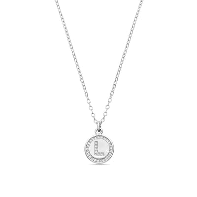 Luxenter Rhodium Plated Briljant Zirkonia Ketting - Alfabet