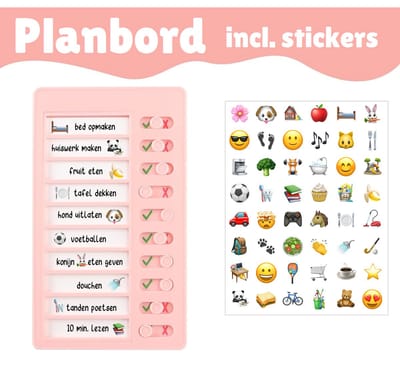 Herbruikbaar Planbord met Stickervel - Dagplanner en Weekplanner - Schoolspullen Meisjes
