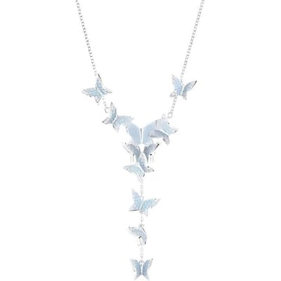 Collier Swarovski Lilia en forme de Y Petit pendentif papillon Cristal d'imitation Plaqué rhodium Collier pour femme Bleu 5662179 Box+Shopping Bag white