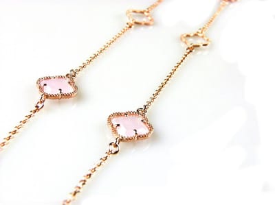 model Fiori open klavers collier in zilver roze verguld licht roze