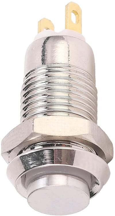 Drukknopschakelaar Metaal - Metaal Schakelaar Zilver - Toegangscontrole Deurbel - Corrosiebestendig Waterdicht - 8 mm - Zilver