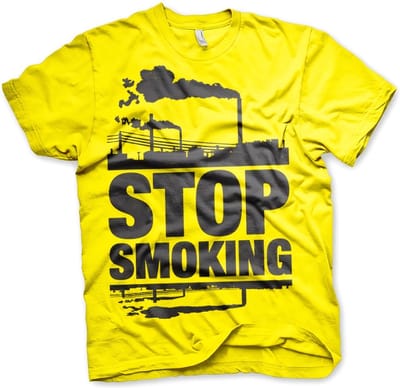 Hybris T-shirt 'Stop Smoking' - geel
