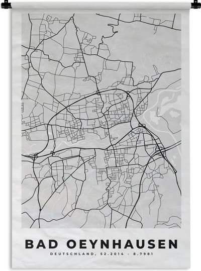 Wandkleed - Wanddoek - Duitsland - Bad Oeynhausen- Kaart - Stadskaart - Plattegrond - 120x180 cm - Wandtapijt