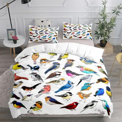 Bloemen en Vogels Dekbedovertrek Collectie King Queen Dubbel Volledig Tweepersoons Enkel Maat Dekbedovertrek Kussensloop Met Beddengoed Collectie AU Single 140x210cm