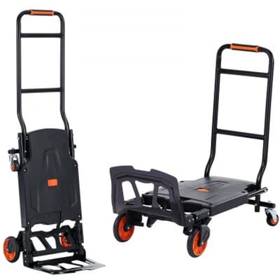 VEVOR 2-in-1 opvouwbare steekwagen met een laadvermogen van 136 kg, transportwagen van aluminiumlegering en koolstofstaal ⇋ Platformwagen voor laad- en transporttaken binnen en buiten