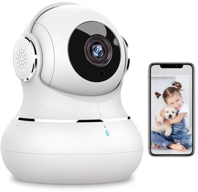 Wifi Camera - Babyfoon Camera - Thuisbeveiliging - 360 Graden Pan Tilt - 1080P HD - Gebroken Wit