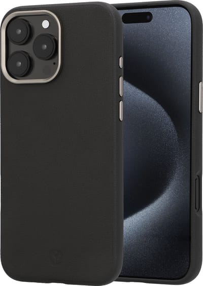Valenta - Backcover iPhone 16 Pro Max - Magsafe Hoesje Zwart - Eco Leer - Style