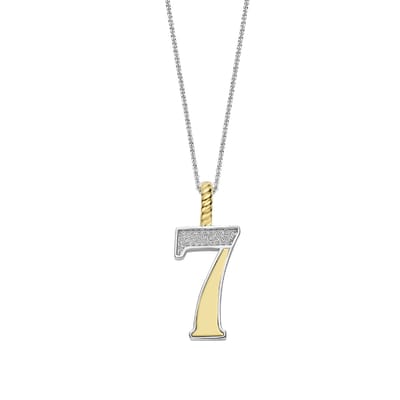 TI SENTO Dames Hanger - 925 zilver - Cijfer 7 - Zirkonia met geel verguld - 6841ZY_7
