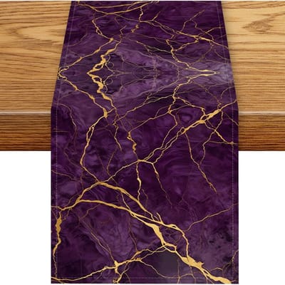 Moderne Abstracte Paarse Marmeren Linnen Tafel Runner Huis Tafel Decoratie Herbruikbare Keuken Eettafel Runner Feestdecoratie 150x33cm
