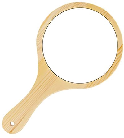 Ronde Houten Handspiegel met Handvat voor Kappers en Cosmetica