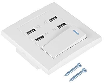 USB Wandstopcontact met 4 Poorten en Switch Control - Snelle Oplader voor Smartphones en Camera's
