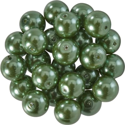 Glazen waskralen, Ø 8mm, 25st., goudgeel (lichtoranje) - Donkergroen