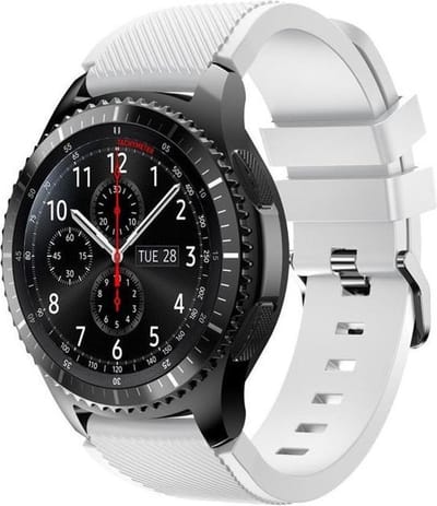By Qubix - Compatible Samsung bandje - Siliconen sportbandje - Wit - Geschikt voor Samsung Galaxy Watch 3 (45mm) - Galaxy Watch 46mm - Samsung Gear S3 Classic & Frontier