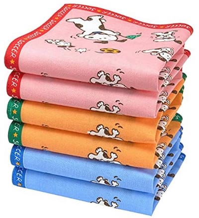 Katoenen Zakdoeken voor Kinderen - 6 Stuks - Klein Formaat 27 cm x 27 cm - Soccer Motieven