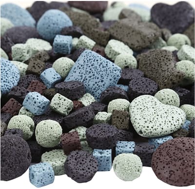 Lava kralen, afm 6-37 mm, gatgrootte 1+2 mm, Inhoud kan variëren , ca. 890 stuk, diverse kleuren, 20 slagen
