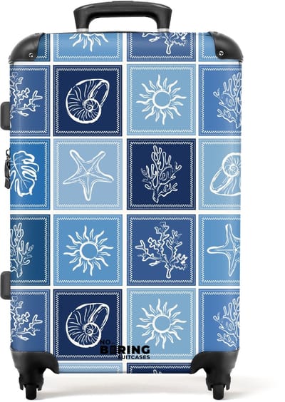 NoBoringSuitcases.com - Grote koffer - Blauwe zomer print - Kinderkoffer geschikt voor jongen en meisjes - Reiskoffer met 4 wielen - Trolley op wieltjes - Rolkoffer groot kinderen - 72 liter - Ruimbagage valies 20kg