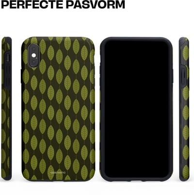 Casetastic hoesje geschikt voor Apple iPhone XS Max - Dubbellaagse bescherming - Donkergroene Bladerendek - Fashion Case - Zwart Donkergroen