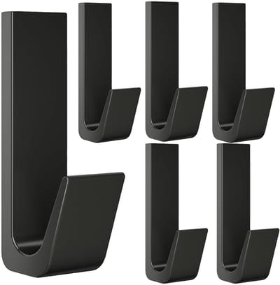 Dailygoods- Handdoekhaken Zelfklevend - Wandhaak Zwart - Kledinghaak - Robuust Aluminium - Voor Badkamer/Bureau - 6 Stuks