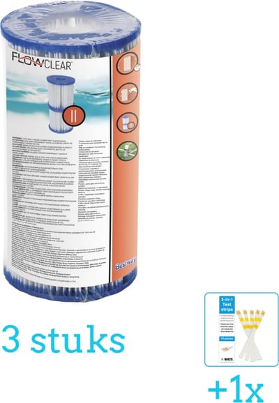 Bestway - Flowclear - Filtercartridge Type II - Volumebundel - Filter - 3-delig